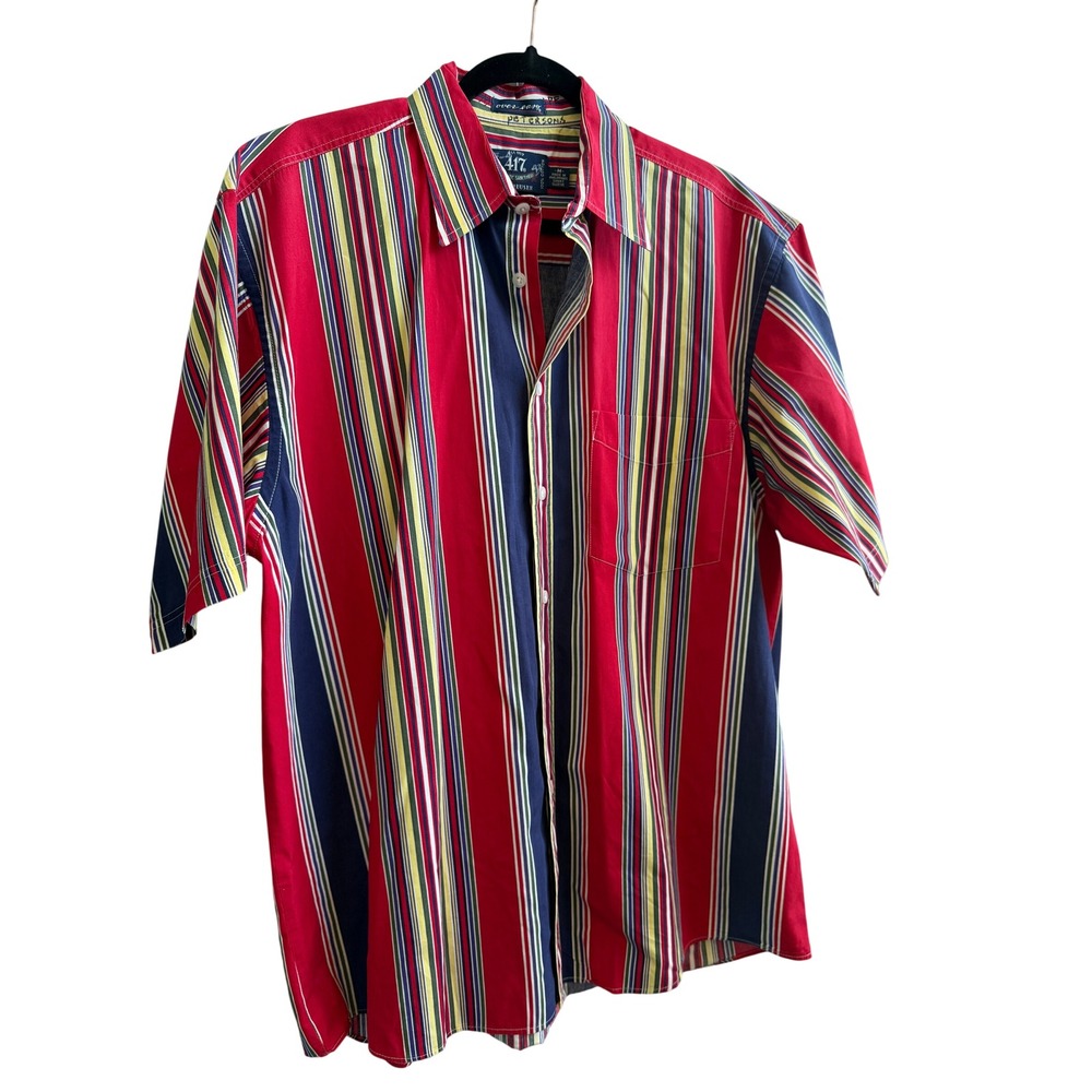 Vintage 417 Van Heusen Mens Medium Short Sleeve Shirt Red M Retro Dad shirt